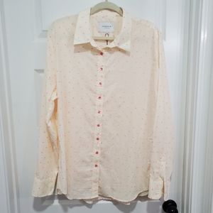 The shirt by Rochelle behrens cream pink button down 2x NWT